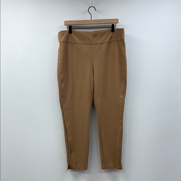 Express Columnist Ponte Knit High Rise Pull-On Trouser Ankle Pant Career Tan XL - Picture 3 of 10
